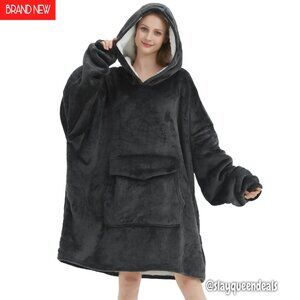 Oversized Wearable Blanket Hoodie for Adults - Soft Sherpa Fleece